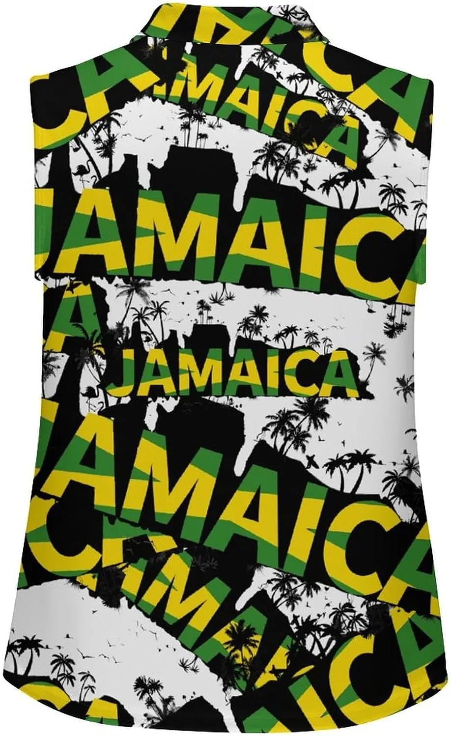 Women's Sleeveless Golf Shirt Quick Dry Jamaica Flag Casual Tank Tops Polo-Shirts for Women with Collar