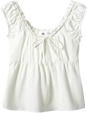 Women's Sweet French Lace Edges Bow Sleeveless Vest Solid Color Backless Slim Temperament Tank Tops