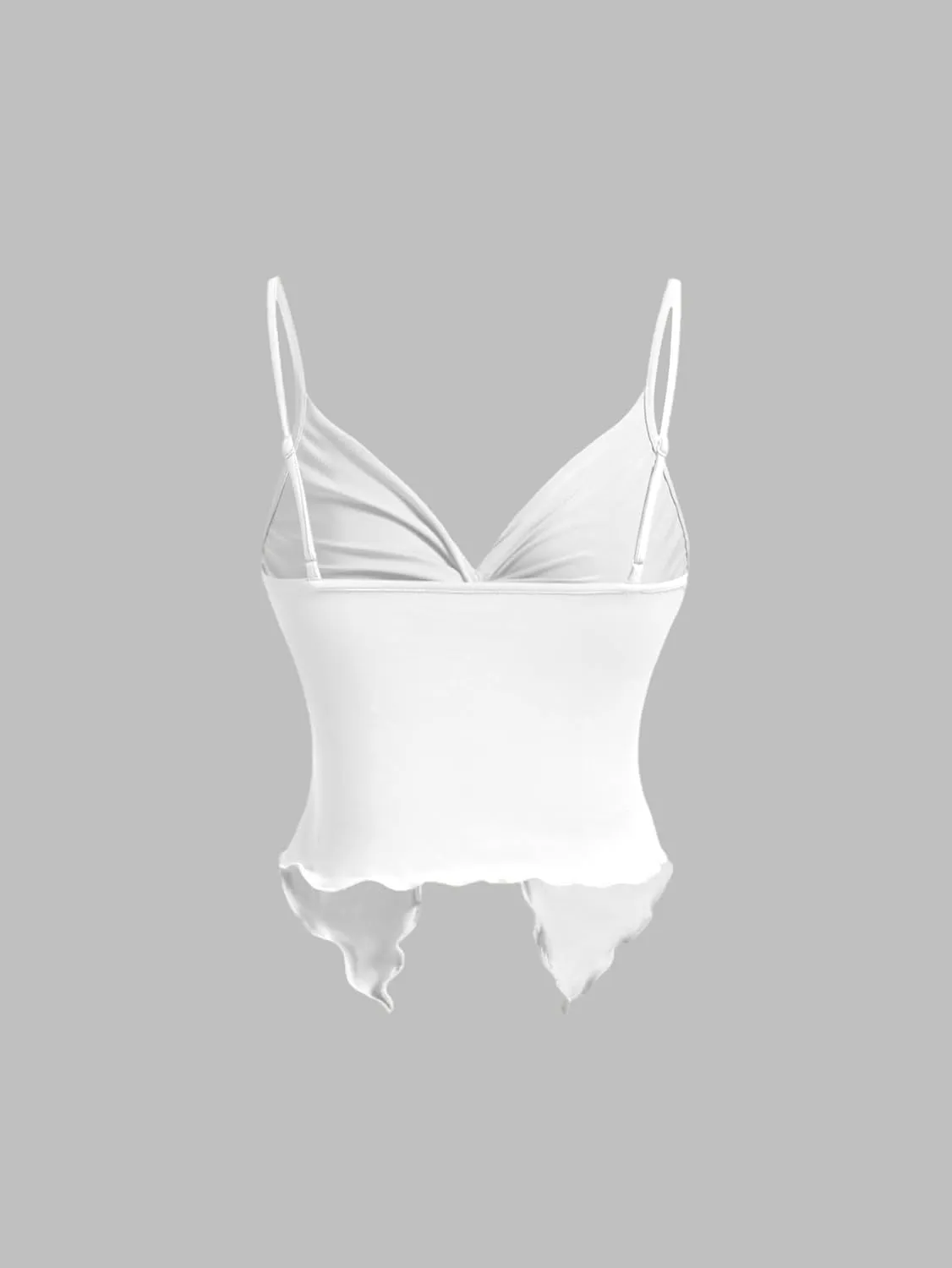Women's Twist Front Cami Crop Tops Spaghetti Strap Slim Fit Asymmetrical Camisole