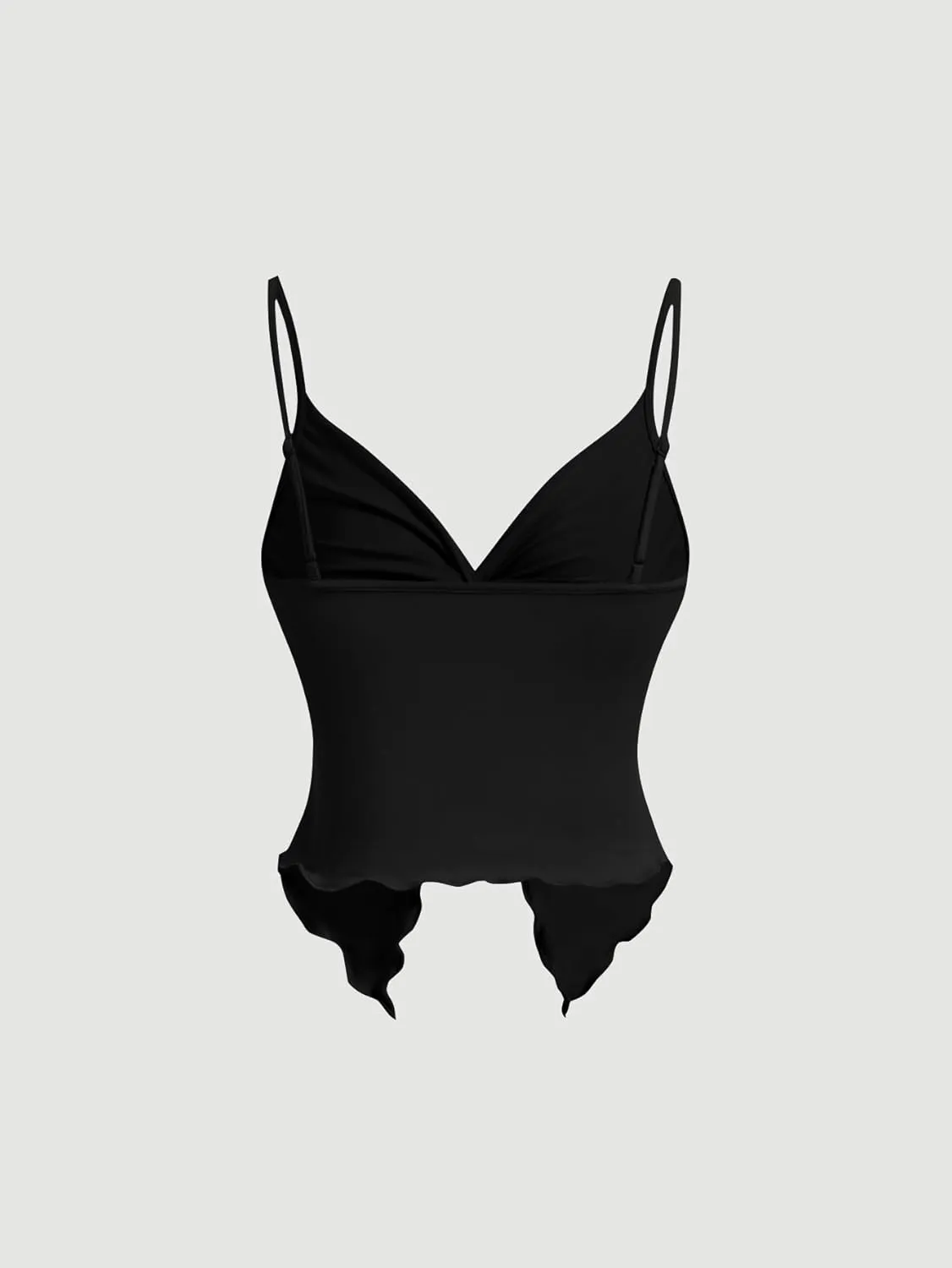 Women's Twist Front Cami Crop Tops Spaghetti Strap Slim Fit Asymmetrical Camisole