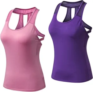 Women's Workout Tank Tops,Quick Dry Sports Yoga Tops,Running Exercise Gym Shirts,2 Pcs
