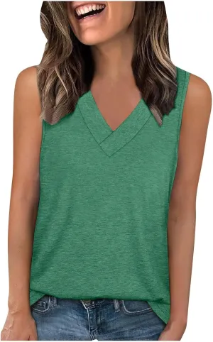 Workout Tank Tops for Women 2025 Sleeveless V Neck Summer Causal Cami T-Shirts Basic Dressy Cute Outfits