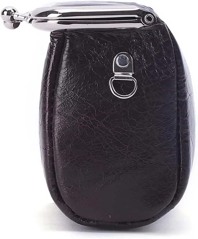 Yohora Womens Genuine Leather Shoulder Bag Kiss Lock Crossbady Purse Retro Satchel Wallet Waterproof Coin Commuter Pouch