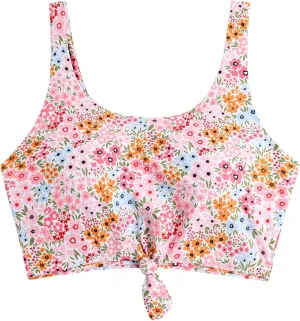 ZAFUL Women's Front Knot Bikini Tops Crop Tankini Top Scoop Neck Padded Bathing Suit Tops