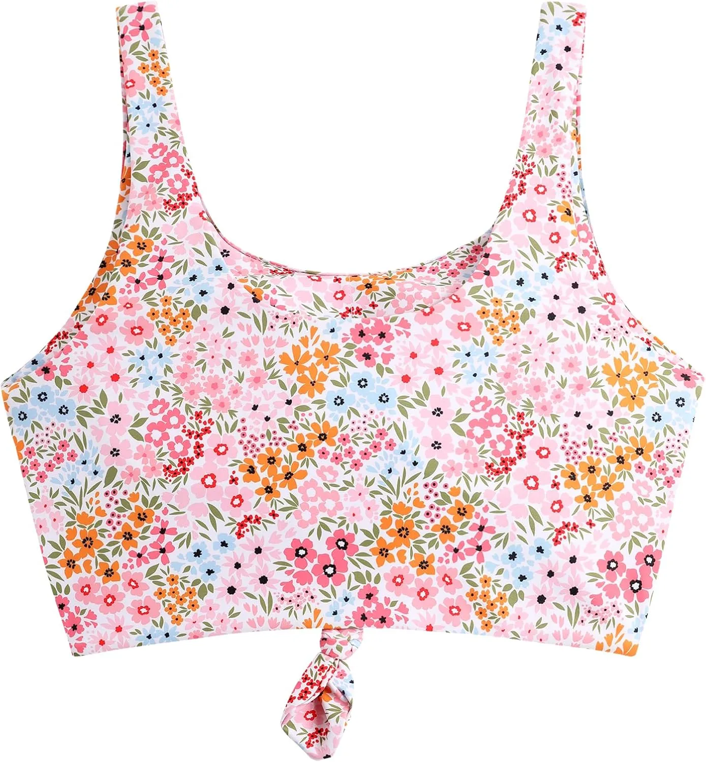 ZAFUL Women's Front Knot Bikini Tops Crop Tankini Top Scoop Neck Padded Bathing Suit Tops