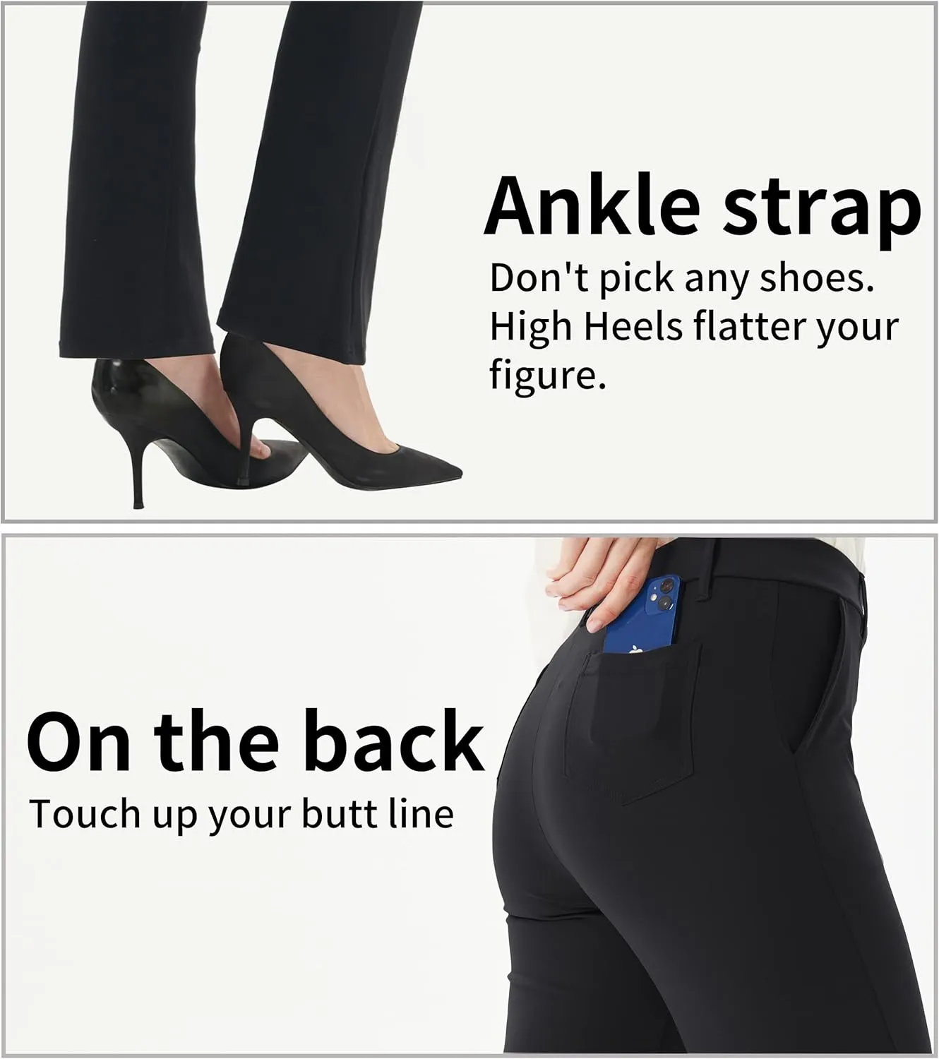 Zeronic Women's Dress Pants Belt Loops Stretchy Work Slacks Business Casual Straight Leg Yoga Bootcut Trousers with Pockets