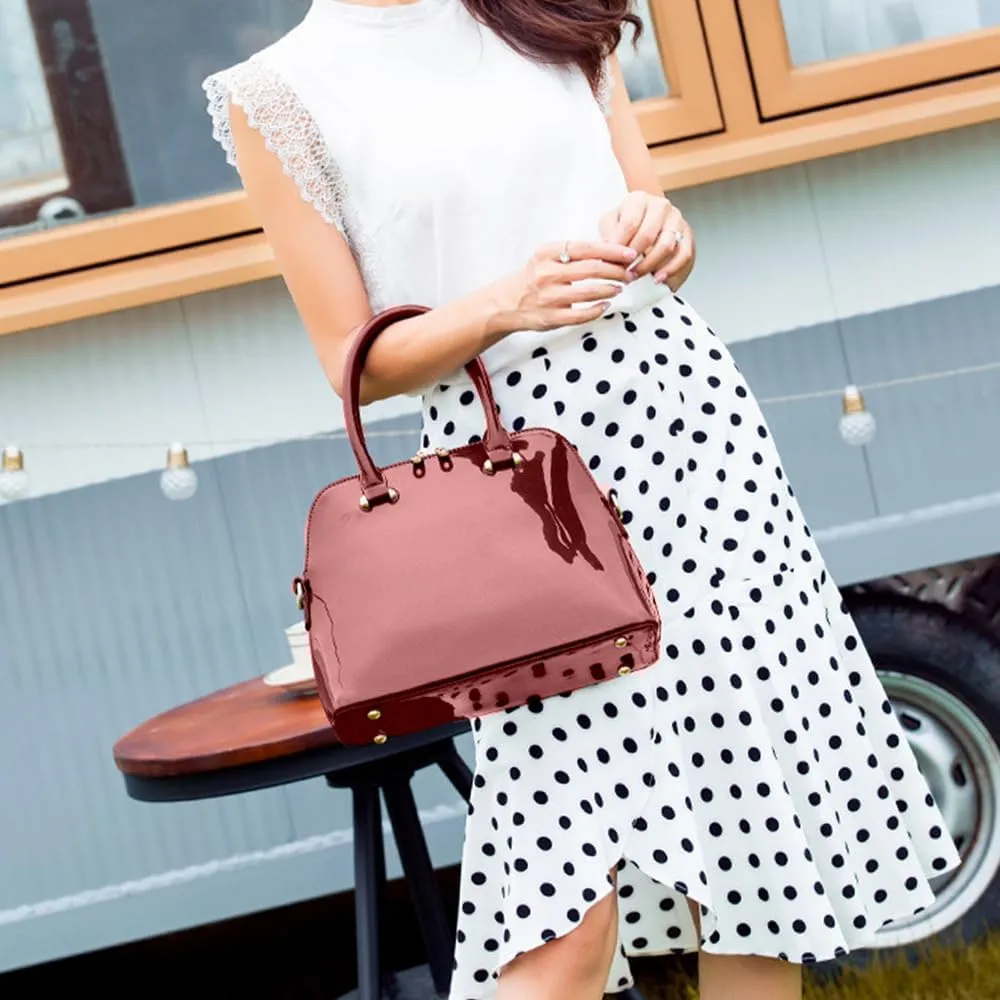 ZiMing Women Dome Satchel Bag Patent Leather Handbag Purse Top Handle Bag Ladies Shoulder Crossbody Bags Totes