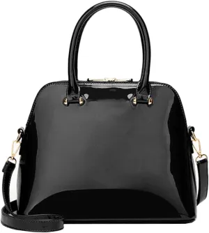 ZiMing Women Dome Satchel Bag Patent Leather Handbag Purse Top Handle Bag Ladies Shoulder Crossbody Bags Totes