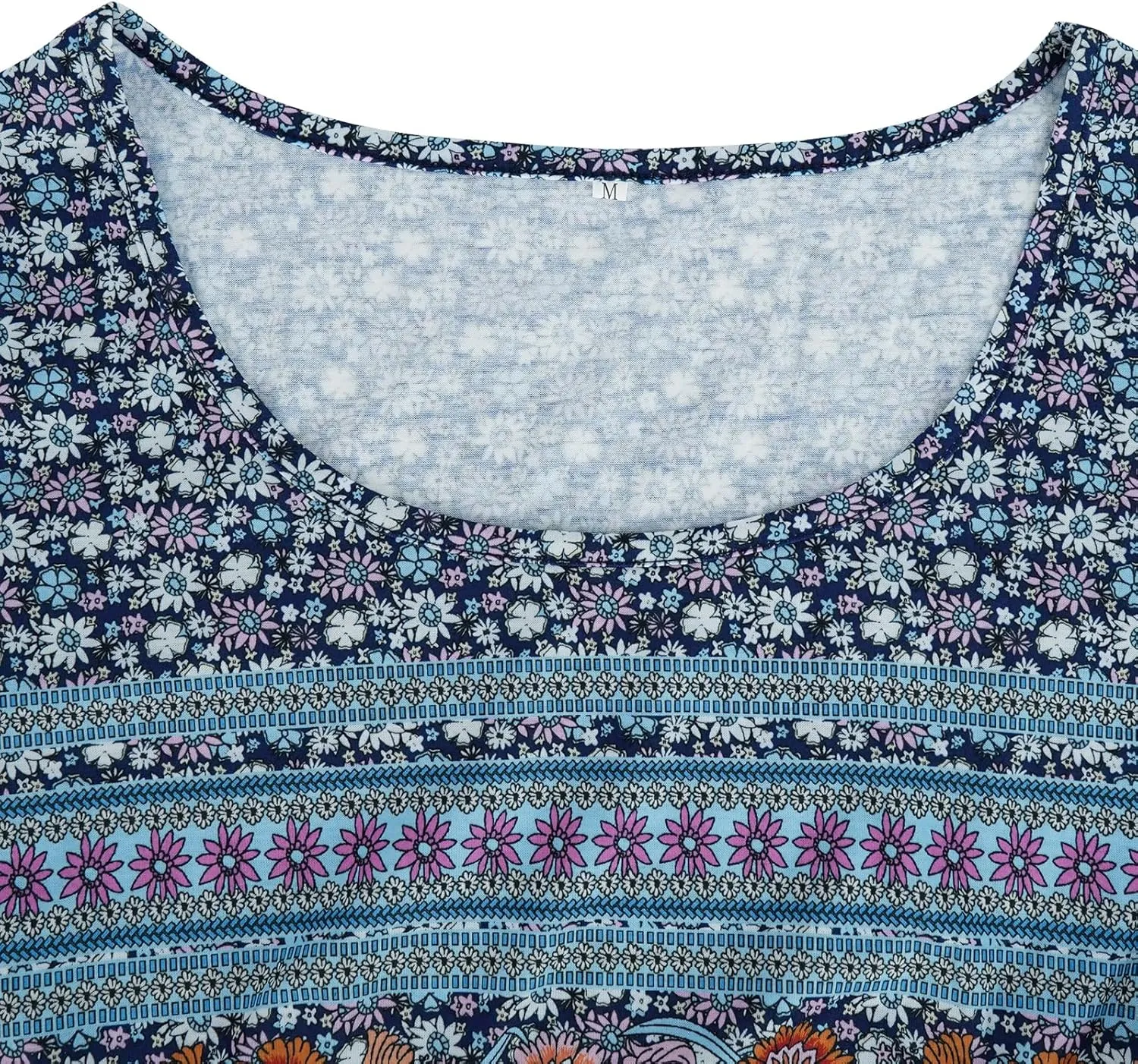 ZOCAVIA Women's Boho Floral Printed Maxi Dress Plus Size Short Sleeve Crew Neck Casual Dress Flowy Long Dress with Pockets