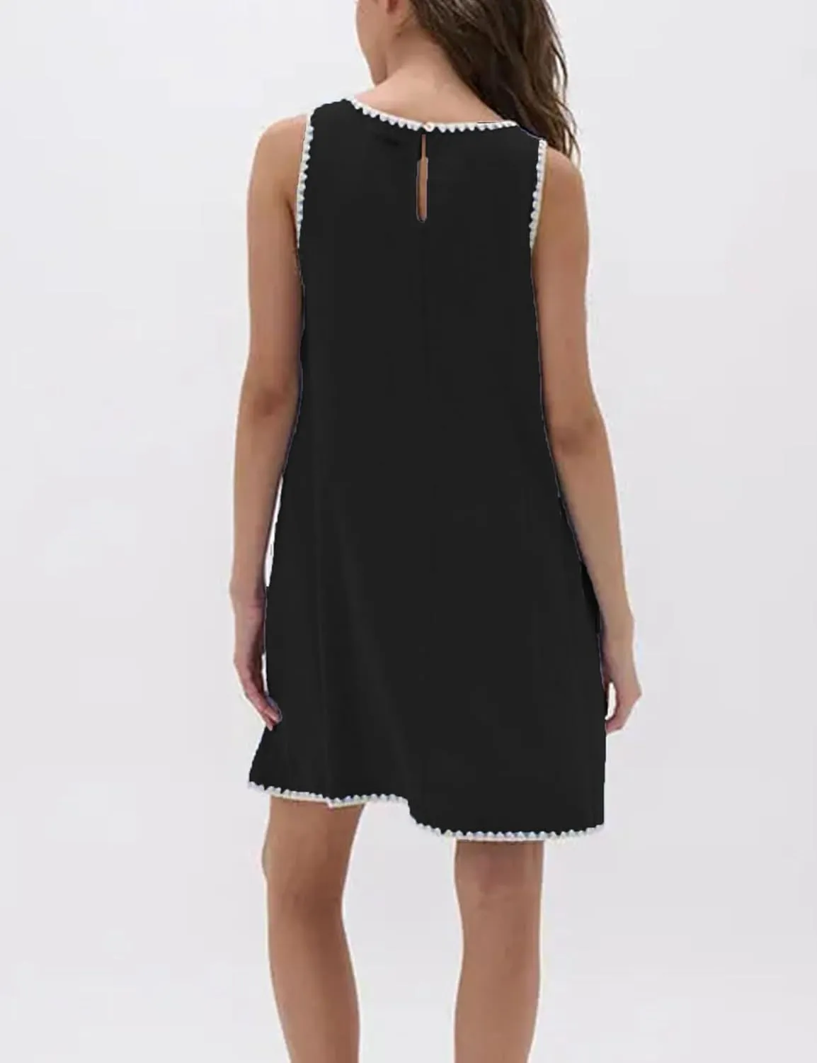 Zontroldy Summer Sleeveless Mini Dress Casual Crewneck Short Sundress Dresses with Pockets